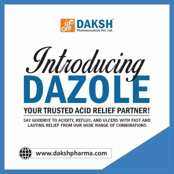 DAZOLE gastroprotective range by Daksh Pharma – Pantoprazole and prokinetic formulation pack.